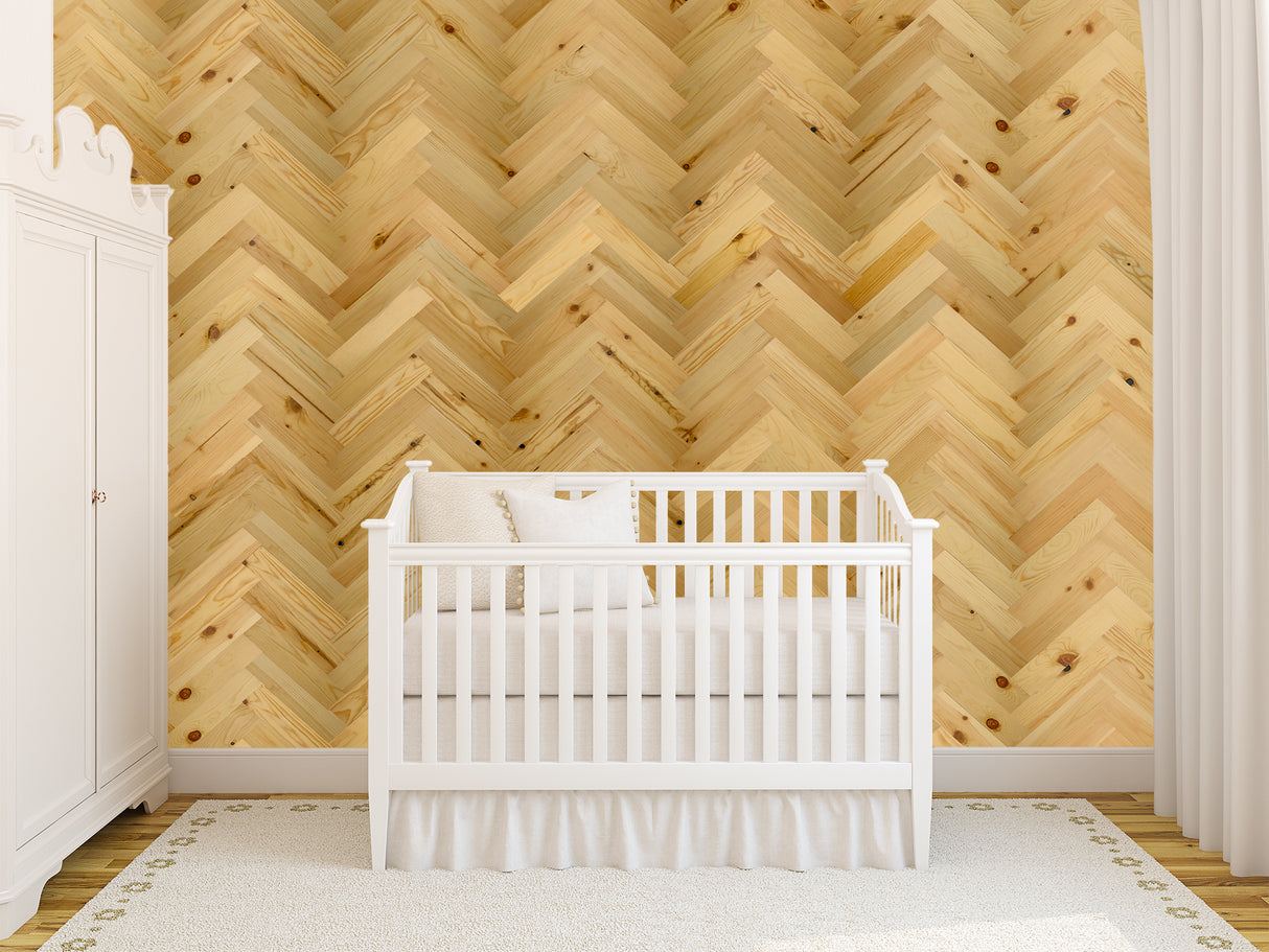 Herringbone Wood Wall Planks – Baxter Blonde