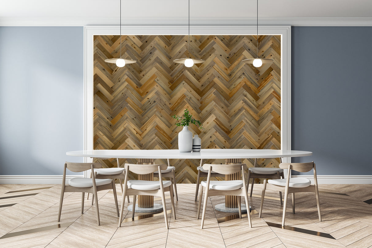 Herringbone Wood Wall Planks – River Plank