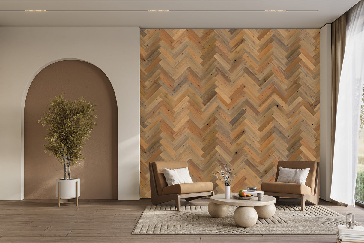 Herringbone Wood Wall Planks – Sandy Beach