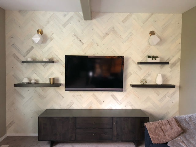 Herringbone Wood Wall Planks – Coastal White
