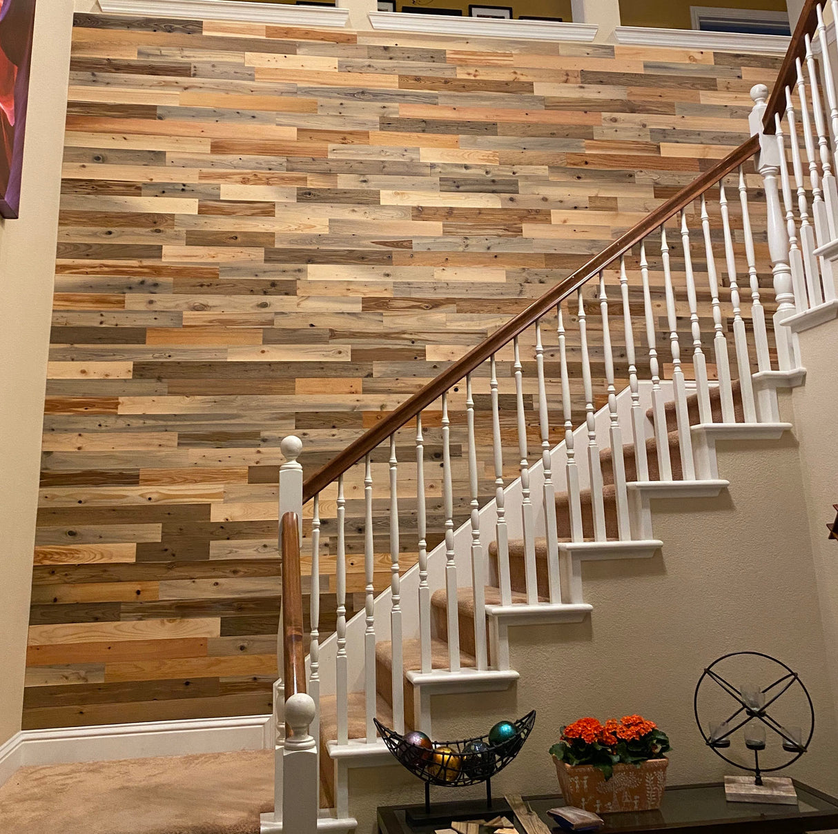 reclaimed wood accent wall