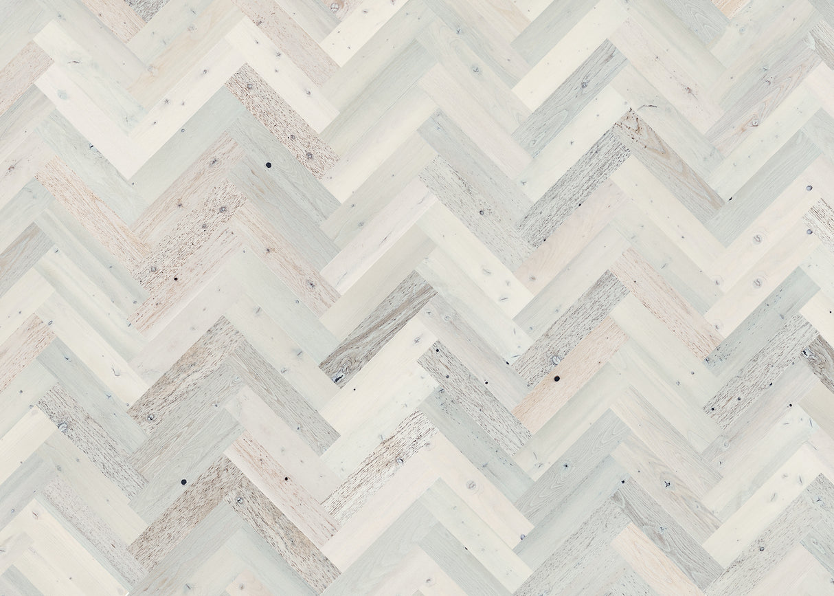 Herringbone Wood Wall Planks – Coastal White