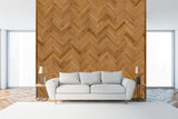 Herringbone Wood Wall Planks – Golden Oak